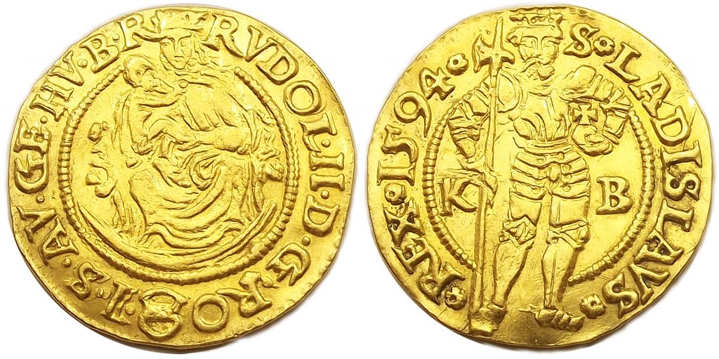 1 dukát 1594 KB Rudolf