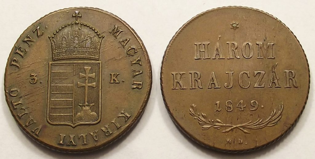 Csavaros 3 krajcár 1849 NB Szabadságharc
